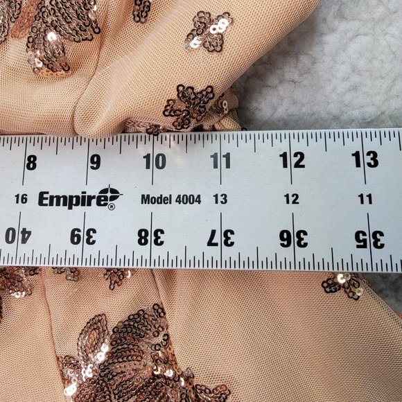 Showpo Boys Lining Up Play Suit Pink Floral Rose Gold Sequin V Neck Club Romper - Picture 10 of 16